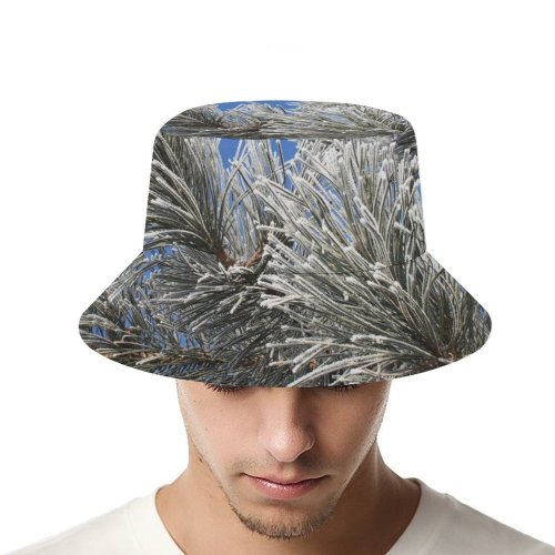 yanfind Adult Fisherman's Hat Winter Frost Freeze Sky Sugar Spruce Branches Woody Plant Cone Branch Needles Fishing Fisherman Cap Travel Beach Sun protection