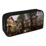 yanfind Pencil Case YHO Boat Urban Street City Buildings Canal Town Cars Zipper Pens Pouch Bag for Student Office School