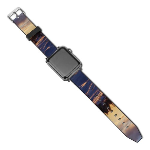 yanfind Watch Strap for Apple Watch Winter Cloud Sweden Forest Sunset Landscape Sunset Sky Tree Sunrise Snow Morning Compatible with iWatch Series 5 4 3 2 1