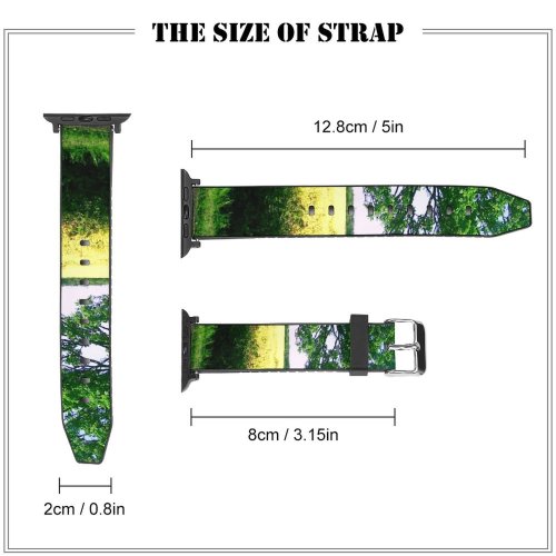 yanfind Watch Strap for Apple Watch Tree Road Field Natural Landscape Sky Vegetation Grass Grassland Compatible with iWatch Series 5 4 3 2 1