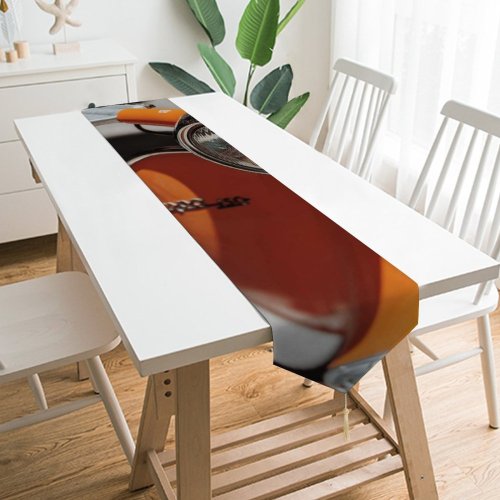 Yanfind Table Runner Bike Lifestyle Motor Street Design Nostalgia Detailed Parked Wood Scooter Transport Travel Everyday Dining Wedding Party Holiday Home Decor
