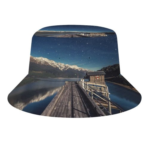 yanfind Adult Fisherman's Hat Dominic Kamp Lake Wakatipu Zealand Mountain Range Snow Covered Reflection Glacier Mountains Fishing Fisherman Cap Travel Beach Sun protection