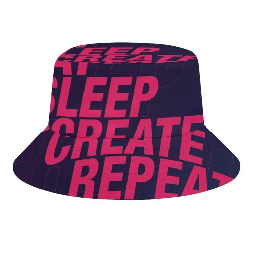 yanfind Adult Fisherman's Hat Quotes Eat Sleep Create Repeat Inspirational Quotes Neon Typography Fishing Fisherman Cap Travel Beach Sun protection