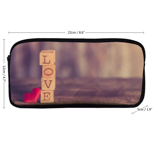yanfind Pencil Case YHO Ylanite Koppens Love Heart Wooden Blocks Letters Creative Zipper Pens Pouch Bag for Student Office School