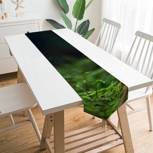 Yanfind Table Runner Blur Forest Little Grass Growth Toadstool Garden Fungus Outdoors Mushroom Flora Fungi Everyday Dining Wedding Party Holiday Home Decor