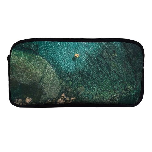 yanfind Pencil Case YHO Seashore Aerial Rocky Coast IOS Zipper Pens Pouch Bag for Student Office School