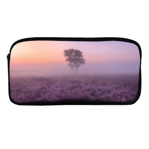 yanfind Pencil Case YHO Simon Van Ooijen Lavender Fields Purple Foggy Landscape Tree Sunrise Zipper Pens Pouch Bag for Student Office School