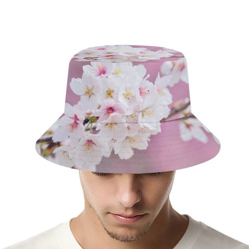 yanfind Adult Fisherman's Hat Flowers Cherry Flowers Cherry Blossom Spring Flowers Fishing Fisherman Cap Travel Beach Sun protection