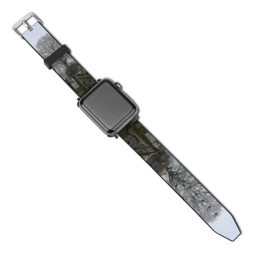 yanfind Watch Strap for Apple Watch Tree  Snow Atmospheric Natural Landscape Fog Mist Freezing Winter Frost Woody Compatible with iWatch Series 5 4 3 2 1