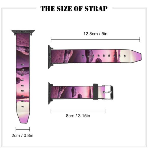 yanfind Watch Strap for Apple Watch Visar Neziri Sunset Lake Purple Sky Scenery Compatible with iWatch Series 5 4 3 2 1