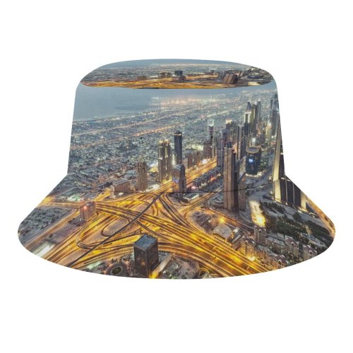 yanfind Adult Fisherman's Hat Dubai City Aerial Cityscape City Lights Exposure United Arab Emirates Skyscrapers High Fishing Fisherman Cap Travel Beach Sun protection