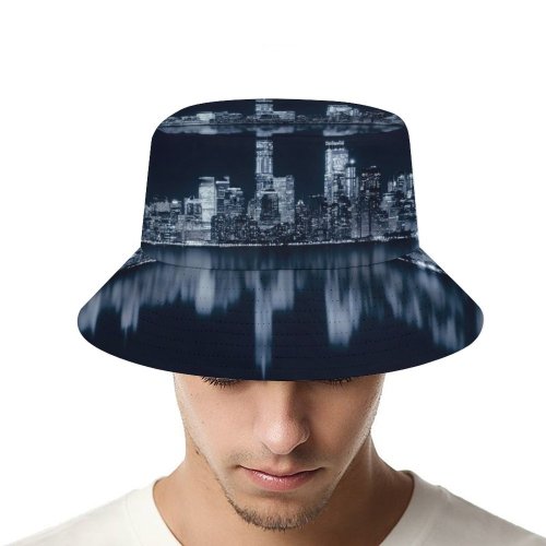 yanfind Adult Fisherman's Hat GoMustang Black Dark York City Night Cityscape City Lights Reflections Dark Fishing Fisherman Cap Travel Beach Sun protection