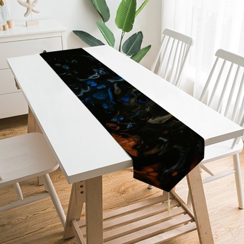 Yanfind Table Runner Domain Liquid Abstract Fractal Ornament Molten HQ Acrylic Public Dark Art Everyday Dining Wedding Party Holiday Home Decor