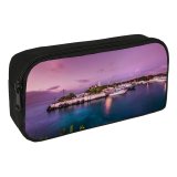 yanfind Pencil Case YHO Boats Dawn Cozumel Habour Dock Pier Sea Marina Seashore Dusk Ocean Mexico Zipper Pens Pouch Bag for Student Office School