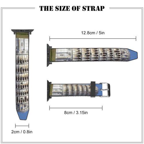 yanfind Watch Strap for Apple Watch  Pisa Italy Architecture Inclined Art Leaning Landmark Building Baptistery Classical Sky Compatible with iWatch Series 5 4 3 2 1