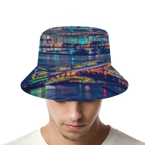 yanfind Adult Fisherman's Hat Daniam Chou Hong Kong City Cityscape Nightlife Skyscrapers Waterfront Reflections River Nighttime Fishing Fisherman Cap Travel Beach Sun protection