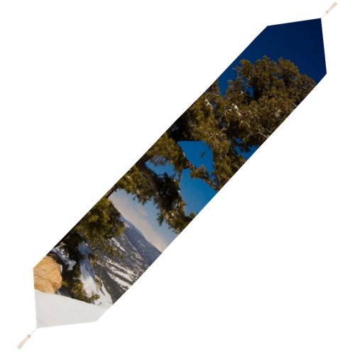 Yanfind Table Runner Winter Hill Scenery Snowy Sky United Winter Cliffs Woody Wilderness Colorado Mountain Everyday Dining Wedding Party Holiday Home Decor