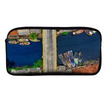 yanfind Pencil Case YHO Boats Community Home Connection Roofs Dwelling Top  Watercrafts Urban Banten River Zipper Pens Pouch Bag for Student Office School