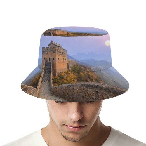 yanfind Adult Fisherman's Hat Great Wall China Jinshanling Sunrise Fishing Fisherman Cap Travel Beach Sun protection