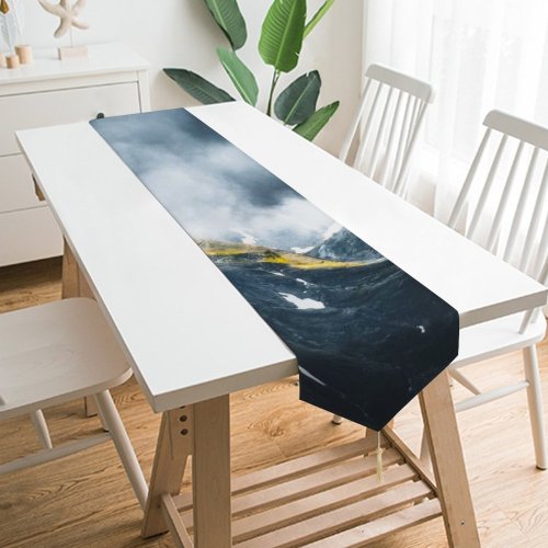 Yanfind Table Runner Landscape Peak Domain Pictures Sea Outdoors Grey Snow Ausztria Range Panoramic Everyday Dining Wedding Party Holiday Home Decor