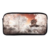 yanfind Pencil Case YHO Fantasy Ancient Architecture Trees Infrared Zipper Pens Pouch Bag for Student Office School