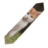 Yanfind Table Runner Young Kitty Grass Pet Funny Outdoors Resting Kitten Portrait Tabby Whiskers Curiosity Everyday Dining Wedding Party Holiday Home Decor