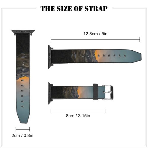 yanfind Watch Strap for Apple Watch Landscape Peak Sunrise Building Countryside Housing National Cajas Pictures PNG Ecuador Compatible with iWatch Series 5 4 3 2 1