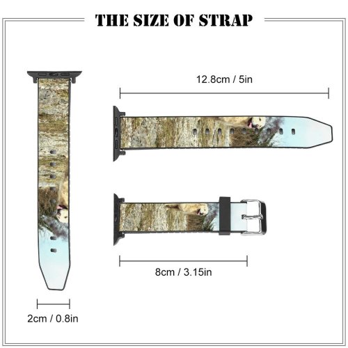 yanfind Watch Strap for Apple Watch Tree  Plants Flowers Wood Walk Hill Foliage Dog Stone Wall Golden Compatible with iWatch Series 5 4 3 2 1
