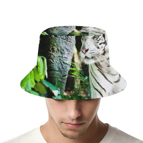 yanfind Adult Fisherman's Hat Simon Bardet Tiger Bengal Tiger Forest Daytime Big Cat Fishing Fisherman Cap Travel Beach Sun protection