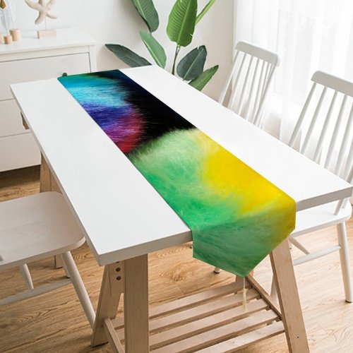 Yanfind Table Runner Daniele Levis Pelusi Faux Fur Pom Balls Multicolor Colorful Macro Closeup Vibrant Everyday Dining Wedding Party Holiday Home Decor