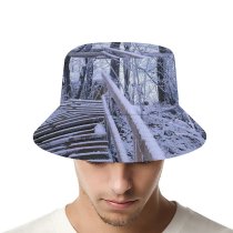 yanfind Adult Fisherman's Hat Winter Winter Natural Growth Stairs Ice Snow Forest Tree Forest Frost Biome Fishing Fisherman Cap Travel Beach Sun protection