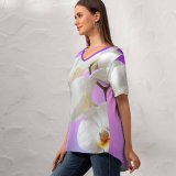 yanfind V Neck T-shirt for Women Flowers Orchid Flowers Orchids Summer Top  Short Sleeve Casual Loose