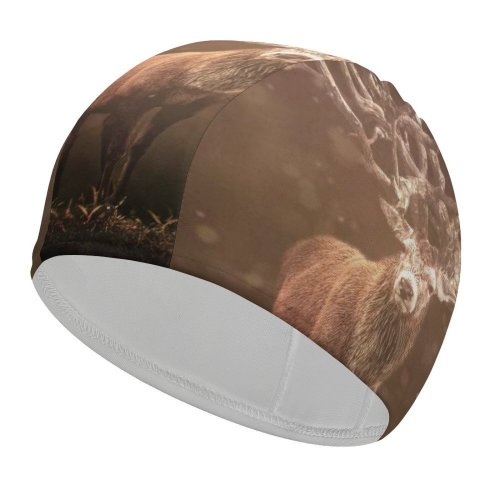 yanfind Swimming Cap Comfreak Black Dark Hirsch Deer Forest  Rays Dark Wildlife Rock Elastic,suitable for long and short hair