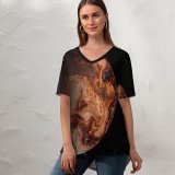 yanfind V Neck T-shirt for Women Daniel Olah Space Black Dark Planet Astronomy Outer Space 003 Summer Top  Short Sleeve Casual Loose