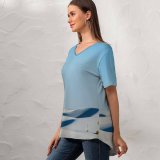 yanfind V Neck T-shirt for Women Paul Kurlak Sands National Monument Desert Landscape Mexico Summer Top  Short Sleeve Casual Loose