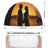 yanfind Swimming Cap Love Couple Silhouette Sunset Backlit Seascape Dawn Beach Romantic Elastic,suitable for long and short hair