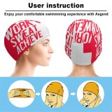yanfind Swimming Cap Quotes Challenge Yourself Make Your Dream Become Reality Work Sweat Achieve Inspirational Elastic,suitable for long and short hair