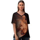 yanfind V Neck T-shirt for Women Daniel Olah Space Black Dark Planet Astronomy Outer Space 003 Summer Top  Short Sleeve Casual Loose
