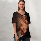 yanfind V Neck T-shirt for Women Daniel Olah Space Black Dark Planet Astronomy Outer Space 003 Summer Top  Short Sleeve Casual Loose