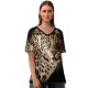 yanfind V Neck T-shirt for Women Black Dark Leopard Wildcat Wildlife Closeup Summer Top  Short Sleeve Casual Loose