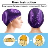 yanfind Swimming Cap Sandro Katalina Architecture Neon  Purple Light Look Geometrical Indoor Lights Glowing Elastic,suitable for long and short hair
