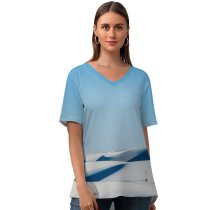 yanfind V Neck T-shirt for Women Paul Kurlak Sands National Monument Desert Landscape Mexico Summer Top  Short Sleeve Casual Loose