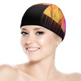 yanfind Swimming Cap Dark Neon Colorful AMOLED Typography Elastic,suitable for long and short hair
