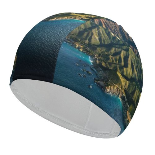 yanfind Swimming Cap Big Sur Mountains Daylight Sky MacOS California Elastic,suitable for long and short hair