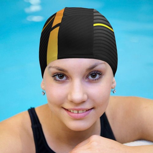 yanfind Swimming Cap Technology Dark  Abstract Elastic,suitable for long and short hair