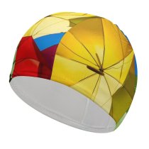 yanfind Swimming Cap Romain Guy Umbrellas Street Festival Colorful Sky Rainbow Elastic,suitable for long and short hair