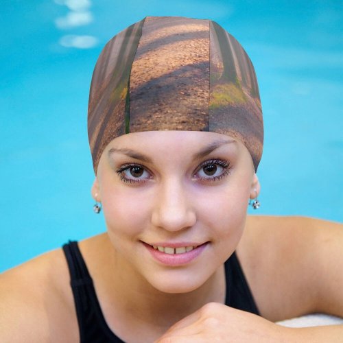 yanfind Swimming Cap Hmetosche Autumn Forest Fallen Leaves Fog  Light Trees Woods Elastic,suitable for long and short hair