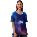 yanfind V Neck T-shirt for Women Stu Ballinger Abstract Eye CGI Spectrum Glowing Summer Top  Short Sleeve Casual Loose