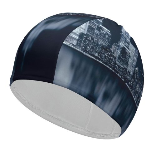 yanfind Swimming Cap GoMustang Black Dark York City Night Cityscape City Lights Reflections Dark Elastic,suitable for long and short hair