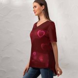 yanfind V Neck T-shirt for Women Tomislav Jakupec Abstract Love Hearts Bokeh Blurred Digital Art Heart Valentines Summer Top  Short Sleeve Casual Loose